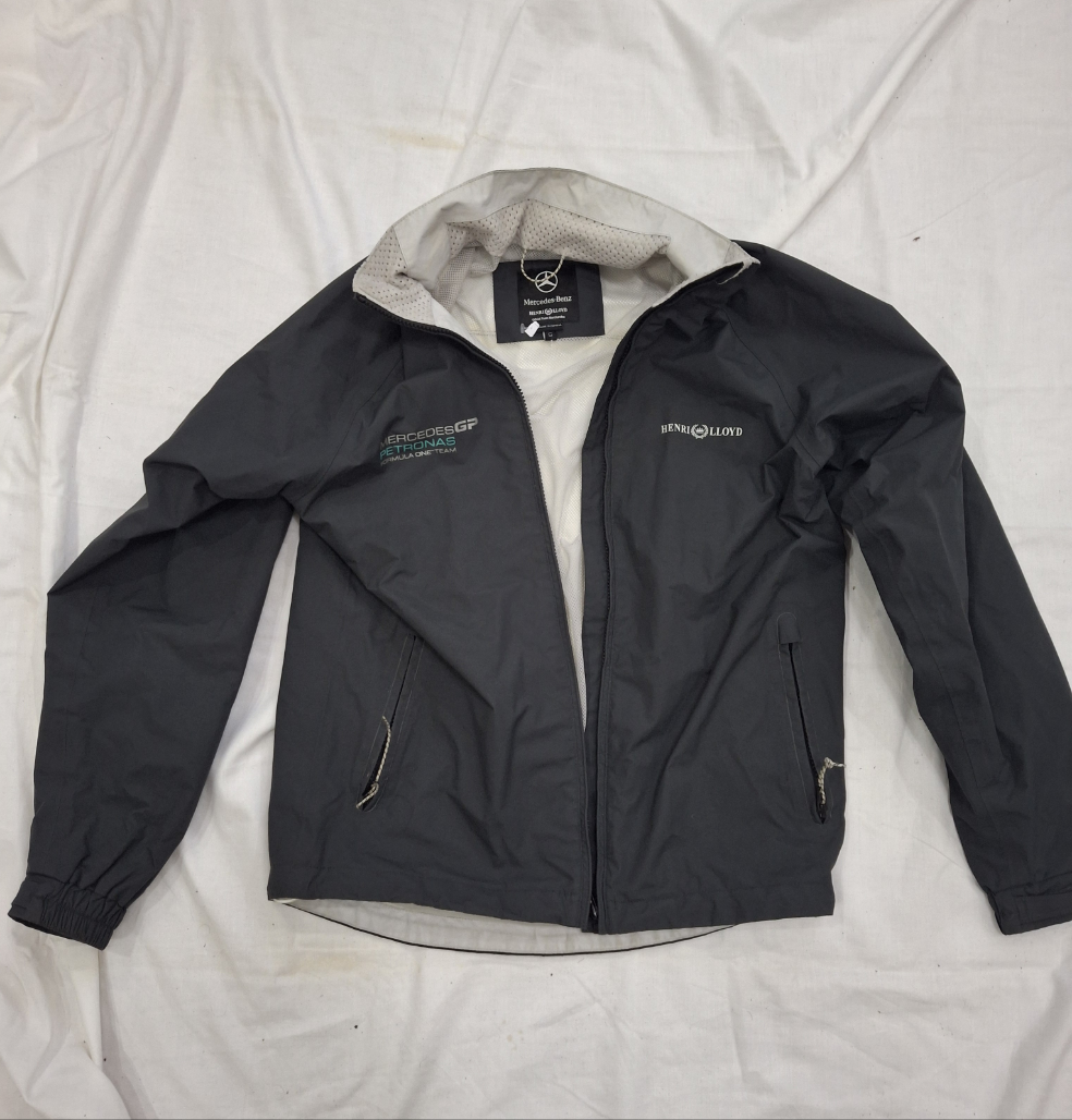 Rare Mens Grey Mercedes Benz Formula 1 Henri Lloyd Windbreaker Jacket, Size Small, RRP £250